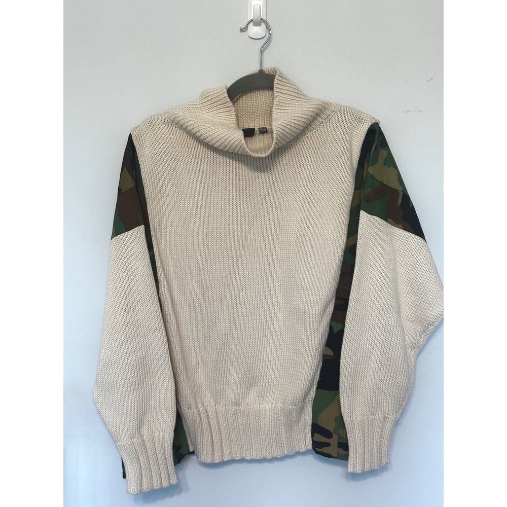 Shannon Passero Ripley Pullover Camo Knit Sweater Cream One Size OS
